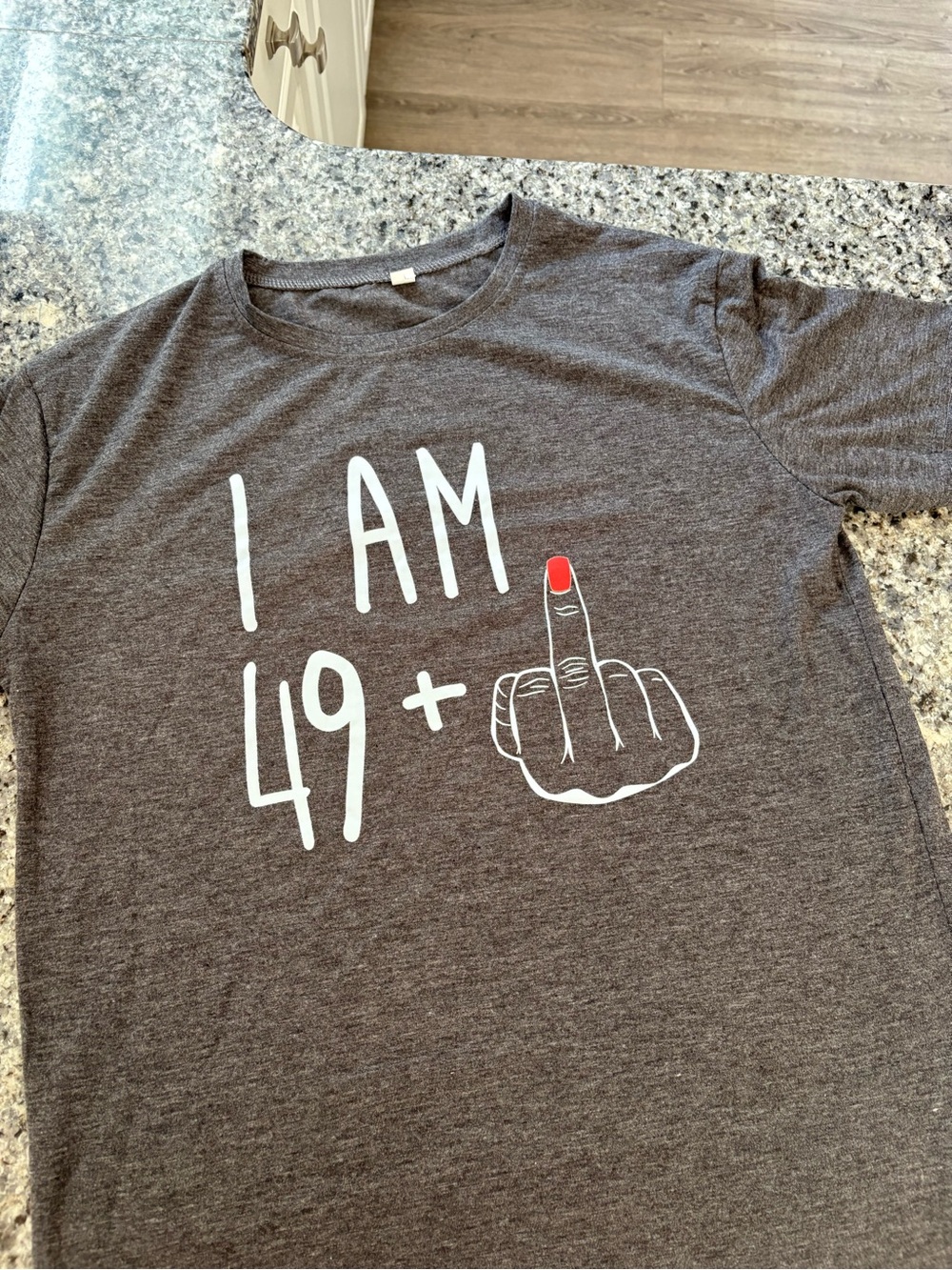 50th birthday t-shirt / Gray Graphic Tee with Red Accent